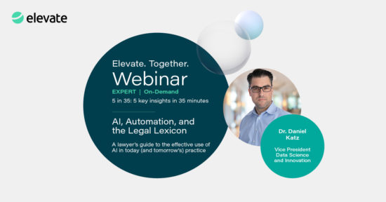Design Banner for a Webinar by Elevate on AI, Automation and the Legal Lexicon