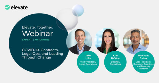 Design Banner for a Webinar by Elevate on Covid 19, Contracts, Legal Ops, and Leading through Change