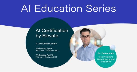 AI Certification by Elevate banner having schedule and Dan Katz photo