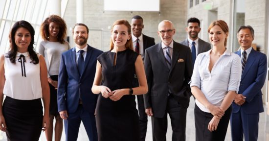 diverse group of Flexible Lawyers standing for photoshoot