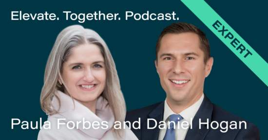 Elevate Flex podcast banner featuring Paula Forbes and Daniel Hogan