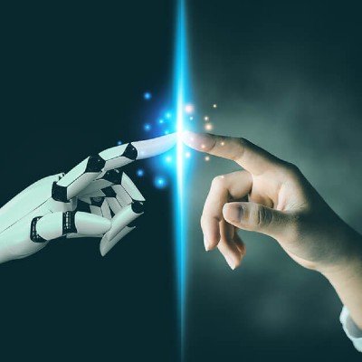 robot index finger touching human counterpart image for fortune 500 company case study